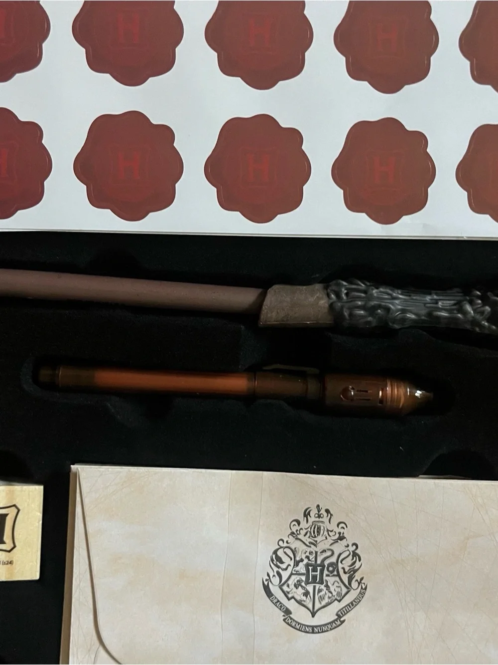 Harry Potter Hogwarts Letter Writing Stationery Set Wand Pen Wax Seal Stamp 2024